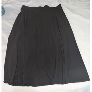 Dressbarn Midi Skirt Womens Small Black Excellent Elastic Waist A-Line Solid